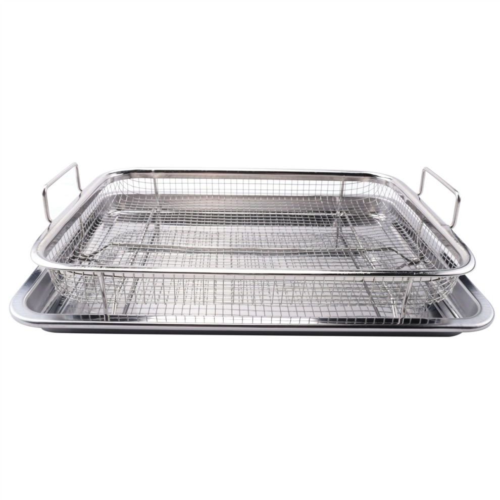 Air Fryer Basket for Oven,Stainless Steel Crisper Tray, 2-Piece Set