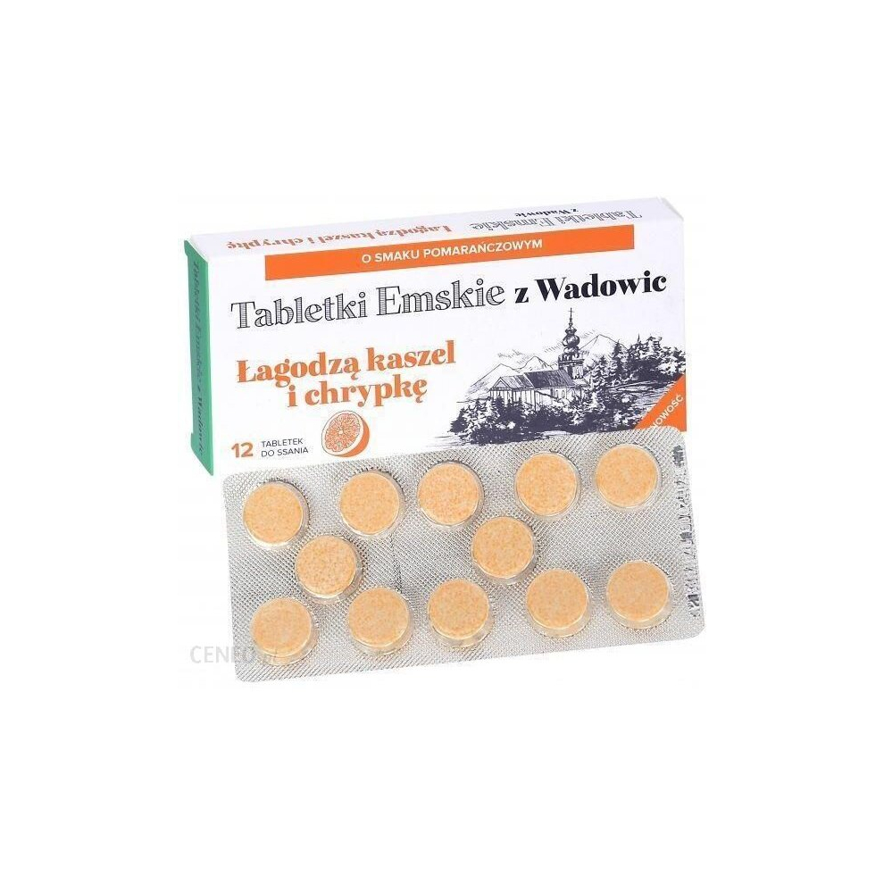 Tabletki Emskie z Wadowic, smak pomara?czowy 12 tabl Dry mouth throat supplement