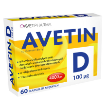 Avet Avetin D 100µg (4000 j.m.) 60 kap vitamin D in sunflower oil