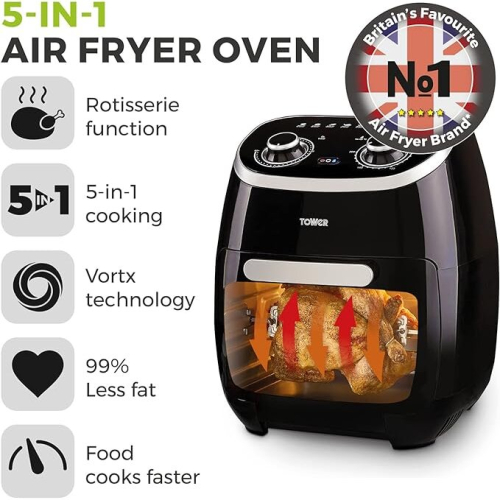 Tower T17038 Xpress 5-in-1 Manual Air Fryer Oven With Rapid Air ...