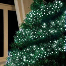 480 LED Cluster Multi-Function Lights – Ice White, 3.7m Set, 5m Lead, 8-Function Controller with Memory, 6h/18h Timer, IP44, Green Cable