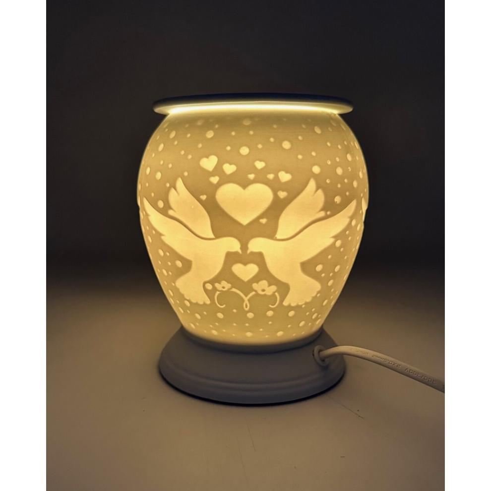 LOVEBIRDS Aroma Satin Electric Oil Burner Wax Melt Warmer Table Night Light Lamp