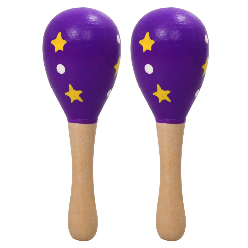 2X Wooden Maraca Musical Instrument Children's Toy