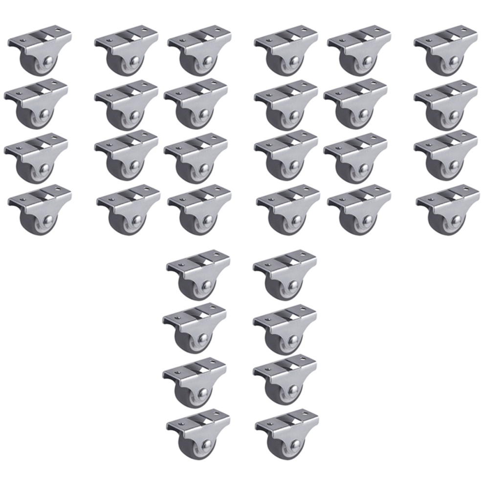 40PCS TPE Caster Wheels Duty Fixed Casters with Rigid Non-Swivel Base Ball Bearing Trolley Wheels Top Plate 1 Inch