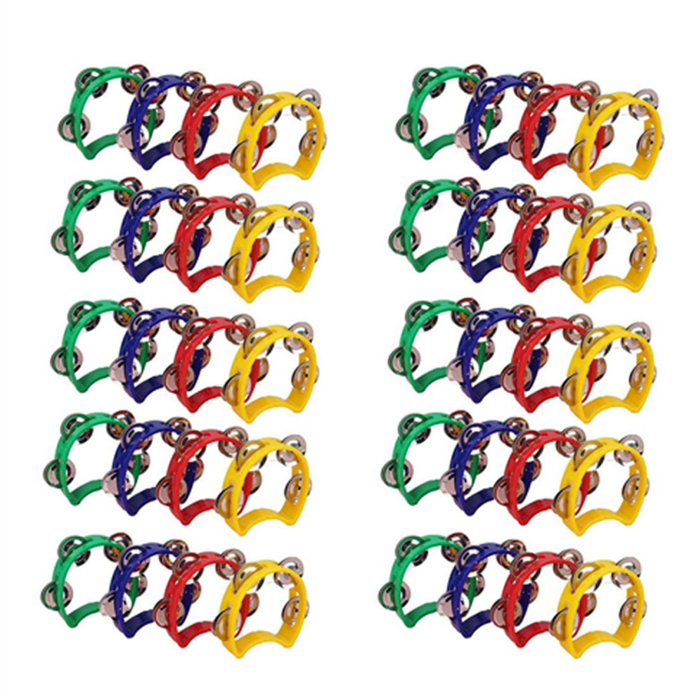 40Pcs Plastic Tambourine Musical Instruments, Mini Handheld Tambourines,Percussion Rhythm Party Musical Instruments