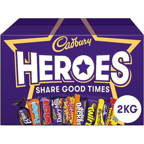 Cadbury Heroes Chocolate Bulk Sharing Box 2kg Halloween, Milk Chocolates Individually Wrapped
