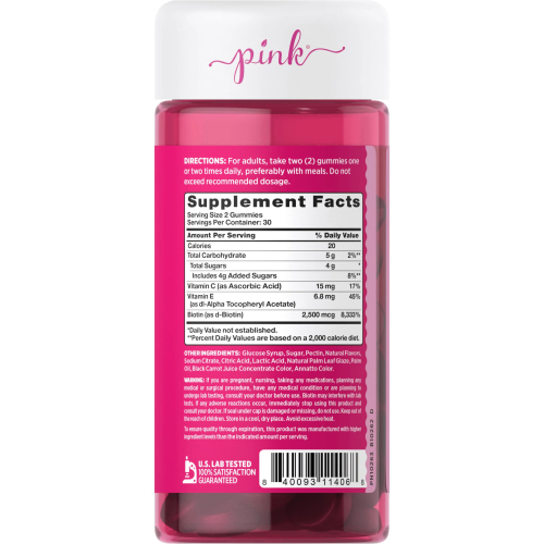 Pink, Stunning Biotine schoonheidsgummies, Natuurlijk fruit, 60 gummies 1