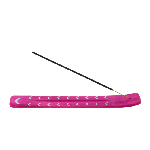 (Half Moon - Pink) Incense Stick Holder Flat Burning Joss Sticks Ash 1