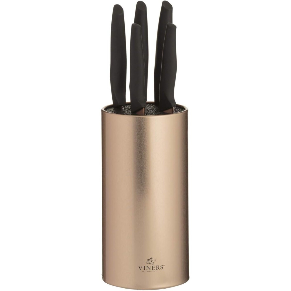 Viners Opulence 5 Piece Knife Block Set, Rose Gold