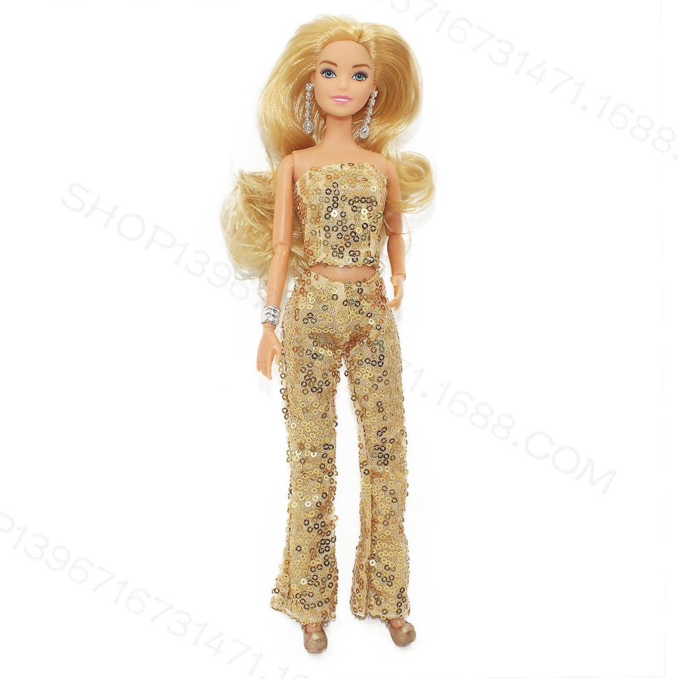 Shao Barbie The Movie Doll, Margot Robbie As Barbie, Collectible Doll Wearing Gold Disco Jumpsuit With Glossy Curls And Golden Heels