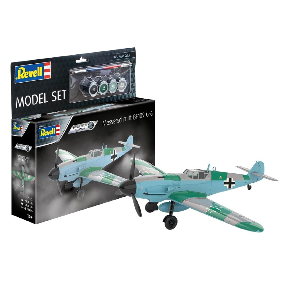 New Revell Model Set Messerschmitt Bf109g-6 Easy-Click With Paints