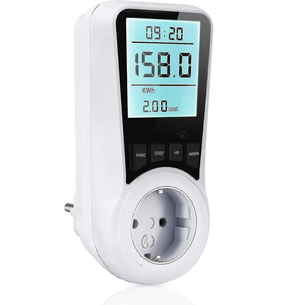 Electricity Meter For Socket Electricity Meter, 16A Energy Cost Meter, Electricity Consumption Meter With Lcd Backlight, 7 Monitoring Modes 9444929224993
