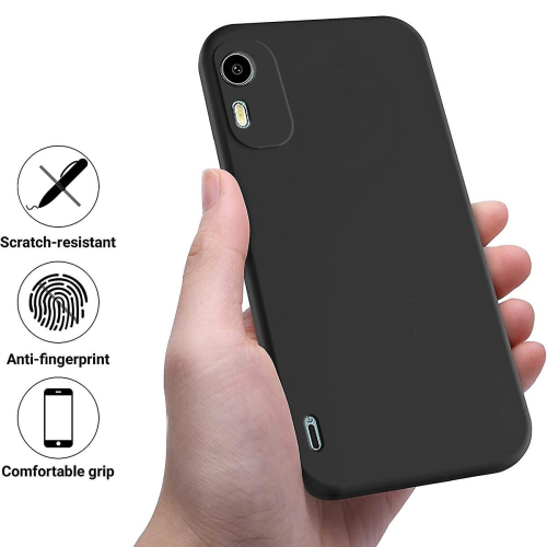 (Black) Liquid Silicone Phone Case For Nokia C12 / C12 Pro / C12 Plus 2