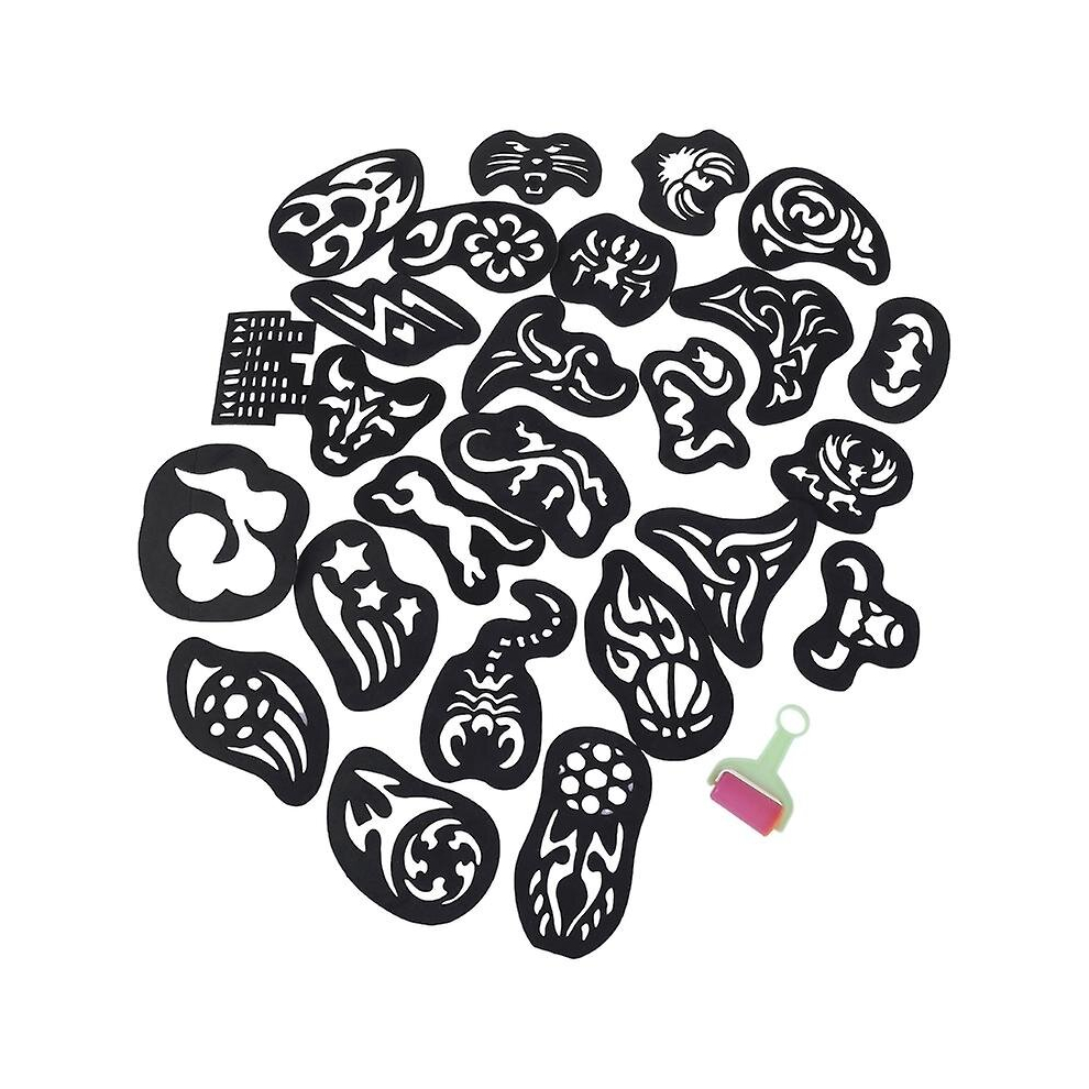25pcs Hair Tattoo Template Hair Trimmer Carved Coloring Cool Hairstyling Tool