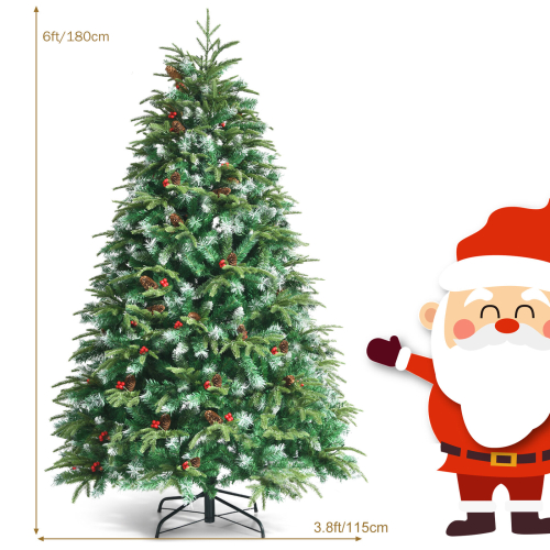 Costway 6FT Pre-Lit Artificial Christmas Tree Snowy Xmas Tree 11 Lighting Modes 2