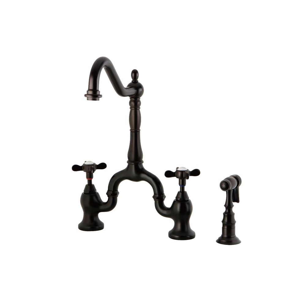 Essex Bridge Kitchen Faucet With Brass Sprayer, Oil Rubbed Bronze 780475800458