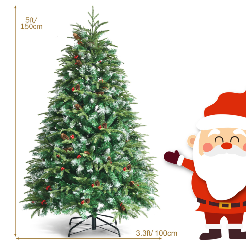 Costway 5FT Pre-Lit Artificial Christmas Tree Snowy Xmas Tree 11 Lighting Modes 2