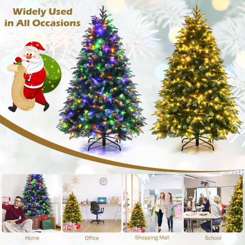 Costway 5FT Pre-Lit Artificial Christmas Tree Snowy Xmas Tree 11 Lighting Modes 1