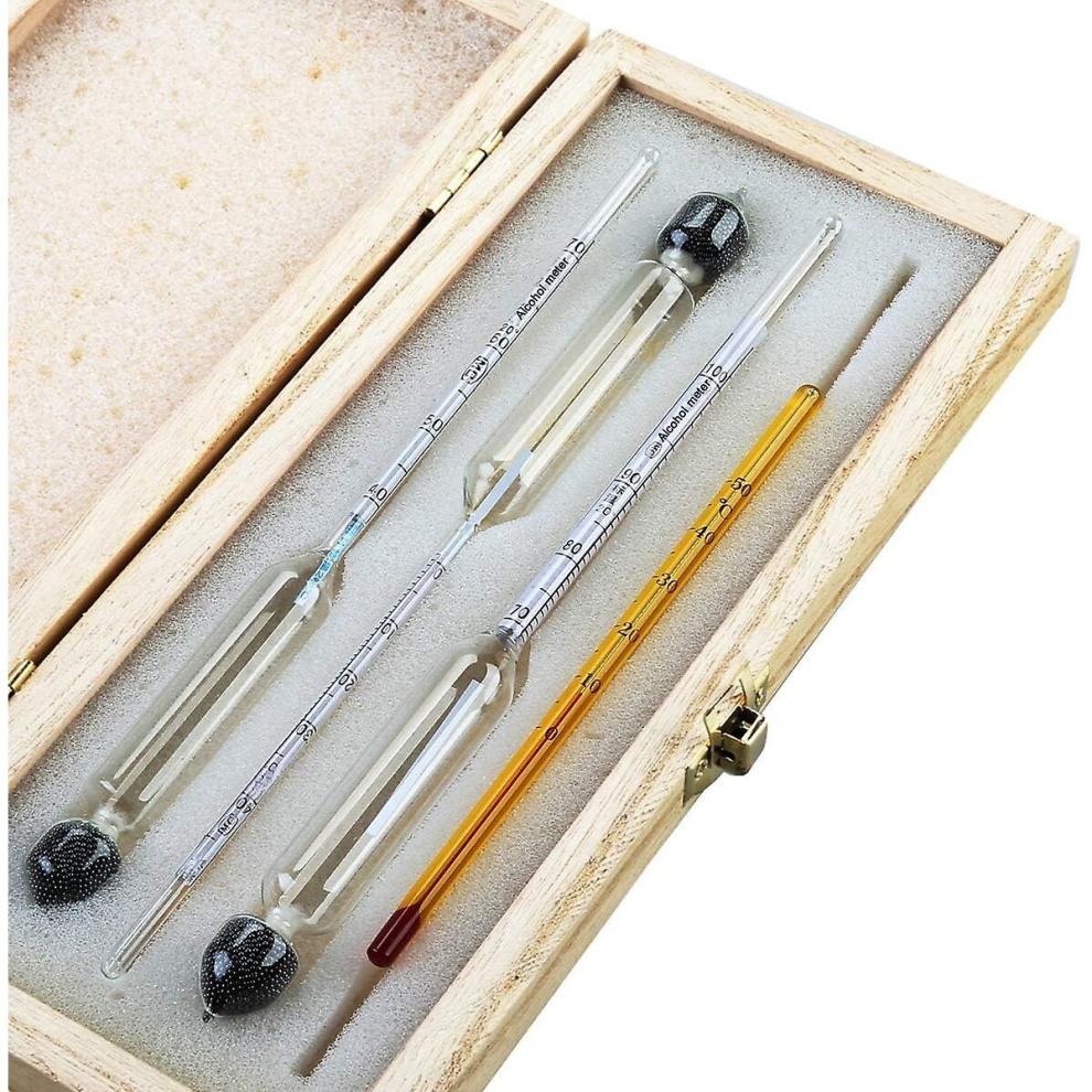 Professional Alcohol Meter  Set Of 3 Hydrometers With Graduation From 0 To 100%   Thermometer To Measure The Alcohol Content Of Eau-de-vie, Whisky, Vo