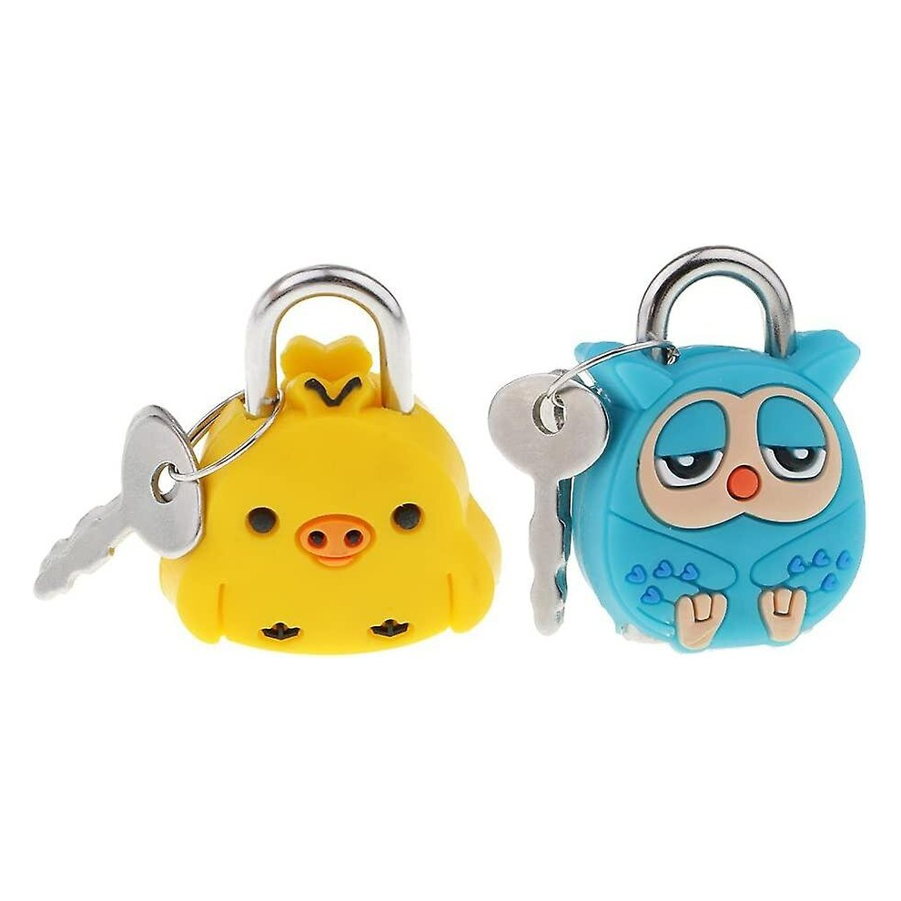 4Pcs Mini Padlock Security Lock With Key Cute Cartoon Doll Animal Padlock Kid Gift 9443636021703
