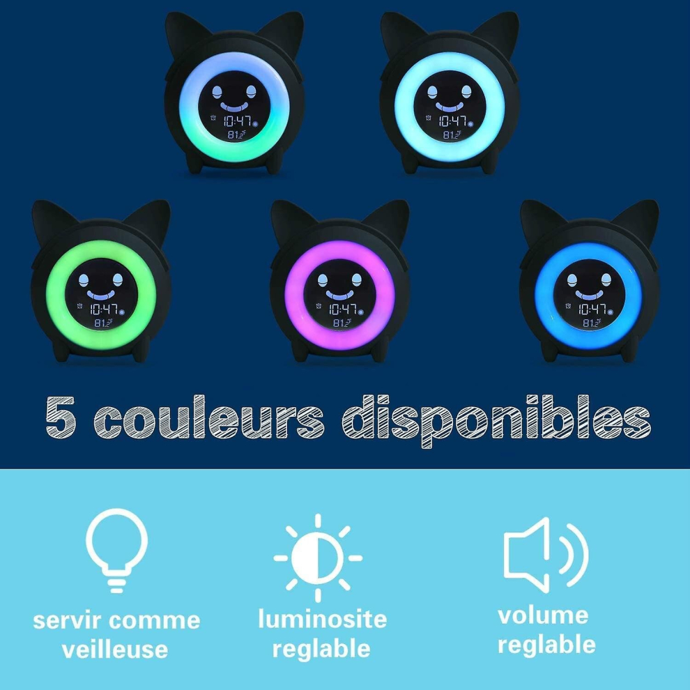 Alarm Clock For Kids, Sleep Trainer For Kids, Bedroom Wake Up Clock Cute Digital Clock With Temperature, 5 Colors Smart Night Light Clock Teach Boys A-image-OPC-PCPWWY9-NEW