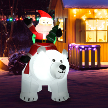 6.5 FT Inflatable Christmas Santa Riding Polar Bear Xmas Decoration