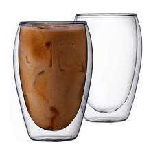 (350ml x 2PC - No Handle) Double Wall Insulated Glasses Coffee Glass Mug Tea