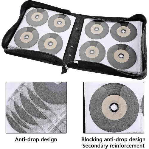 Cd Case Disc Carry Case 320 Disc Capacity Holder Protector Cd Dvd Binder Wallet Large Dvd Storage Case Protective Bag Cd Dvd Storage (black) 1