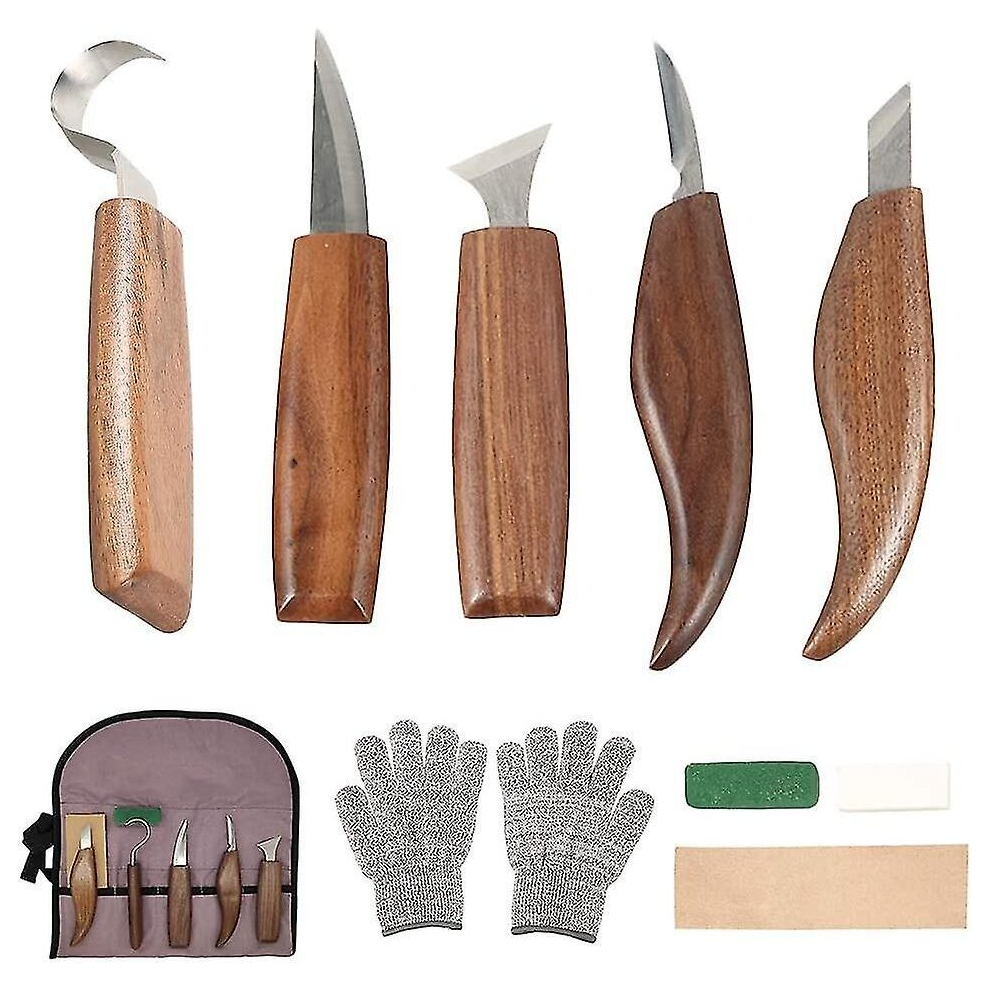 10pcs Carbon Steel Wood Carving Tools Wood Carving Tool Set With Hook Knife Professional Carving Knife Wood Engraving Tools For Woodworking