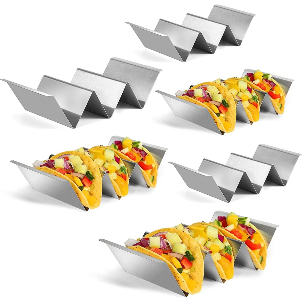 Taco Holders Set Of 6, Taco Stand, Stainless Steel Taco Holder, With Easy-access Handle, Each Can Hold 2 To 3 Tortillas, Oven Safe For Baking, Dishwas