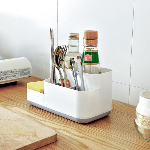 Bathroom Easy-store Caddy- White/grey, 11.9 X 13 X 23 Cm 1