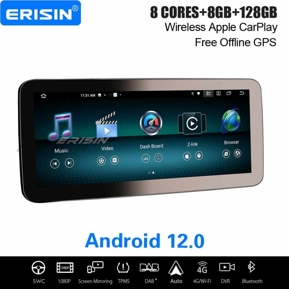 12.3" IPS 8-Core Android 12 Car Stereo For Mercedes A/GLA/G-Class W463 X156 NTG 5.0/5.1/5.2 DAB+ Satnav CarPlay WiFi 8GB+128GB