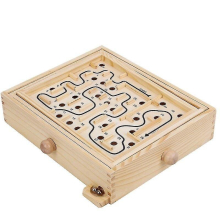 Wooden Maze Game With Two Steel Marbles Puzzle Game