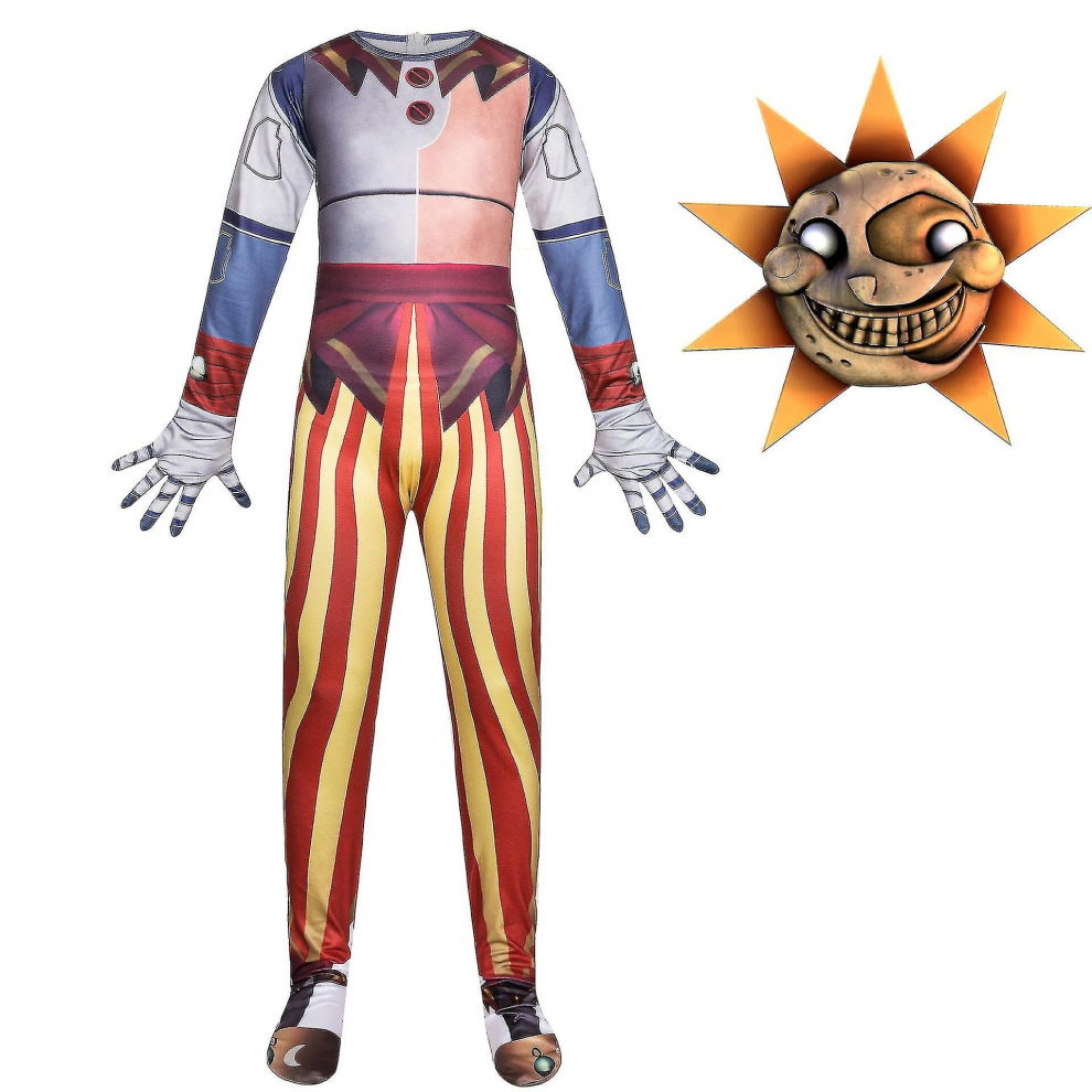 (Kids 160cm, Sundrop Cosplay) Sundrop And Moondrop Fnaf Cosplay Costume Kids Anime Jumpsuit Mask Horror Halloween Christmas Birthday Party Costume Z
