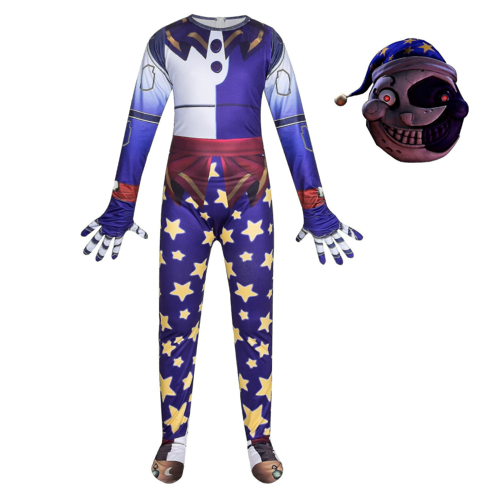 (Kids 150cm, Moondrop Cosplay) Sundrop And Moondrop Fnaf Cosplay Costume Kids Anime Jumpsuit Mask Horror Halloween Christmas Birthday Party Costume Z