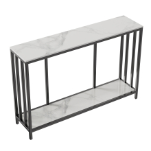 120cm Long 2 Tier Console Entry Table with Metal Black Frame SofaTable