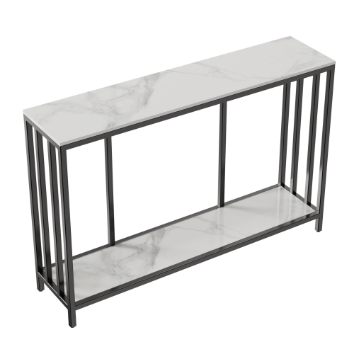 120cm Long 2 Tier Console Entry Table with Metal Black Frame SofaTable