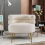 Living And Home Curved Upholstered Single Sofa Accent Chair, Beige 1
