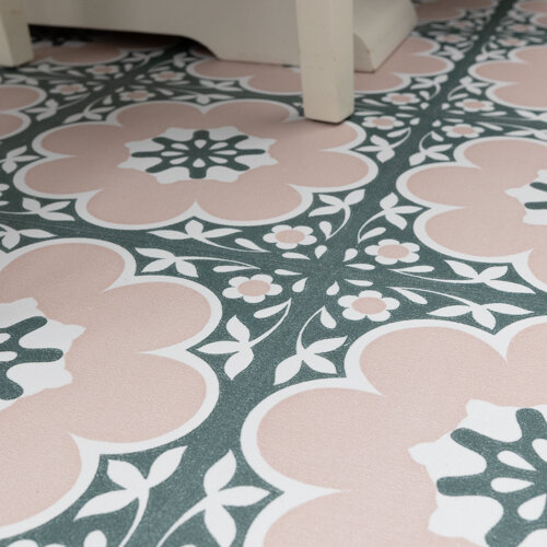 DAPHNE PINK peel and stick vinyl floor tiles