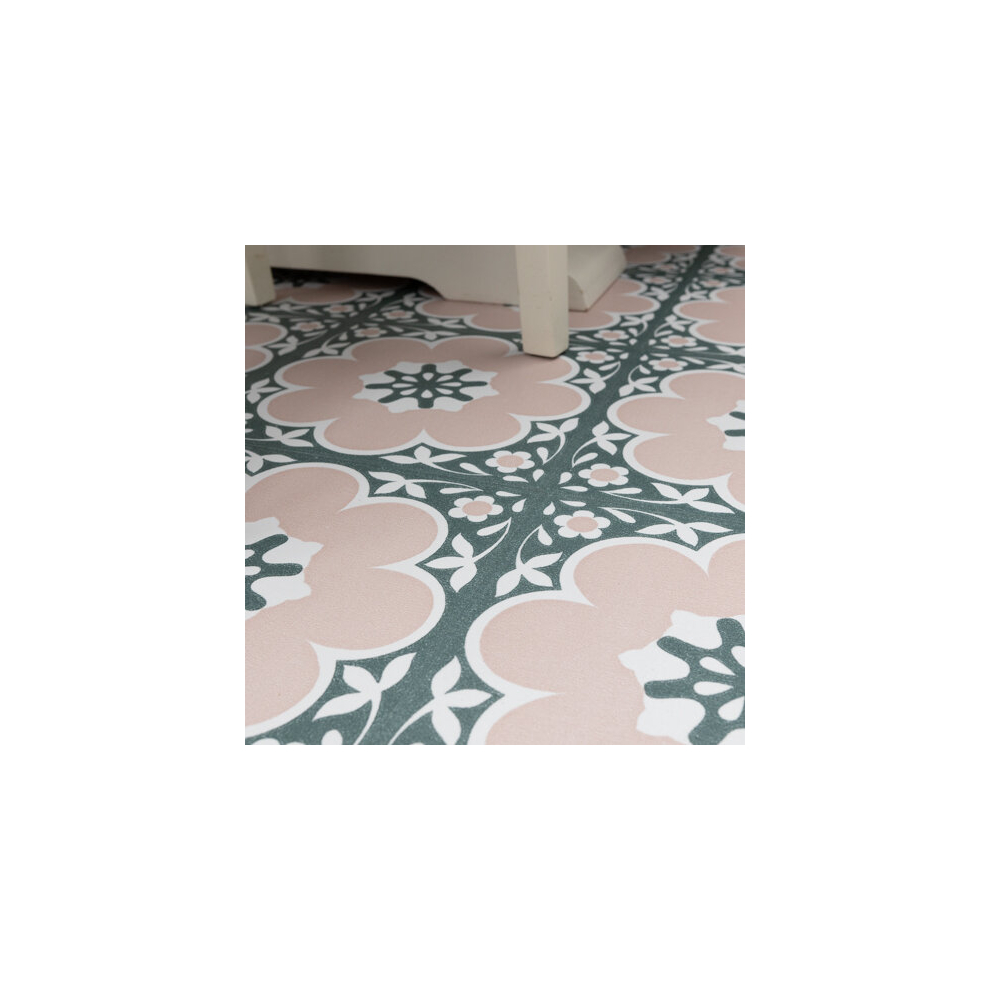 DAPHNE PINK peel and stick vinyl floor tiles