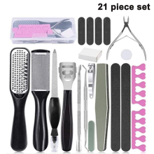 Professional Pedicure Kit Foot File Set, 20 In 1 Foot File Black