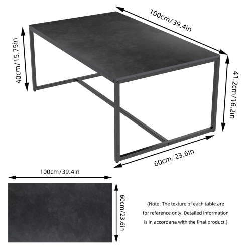(Dark Grey) Rectangular Sofa Side Coffee Table Sintered Stone 2