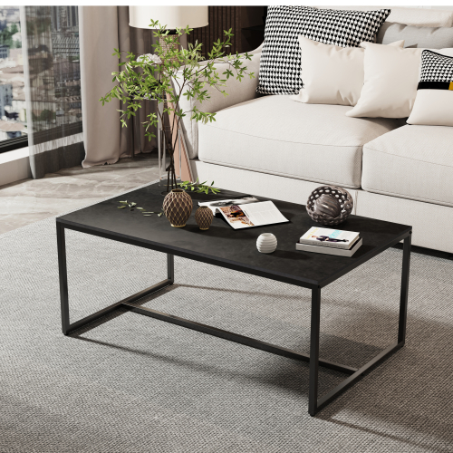 (Dark Grey) Rectangular Sofa Side Coffee Table Sintered Stone 1