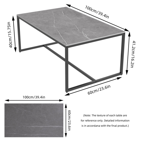 (Light Grey) Rectangular Sofa Side Coffee Table Sintered Stone 2