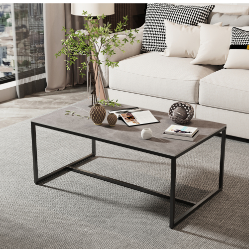 (Light Grey) Rectangular Sofa Side Coffee Table Sintered Stone