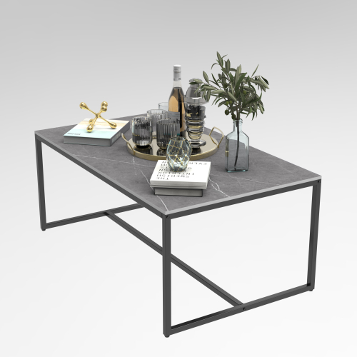 (Light Grey) Rectangular Sofa Side Coffee Table Sintered Stone 1