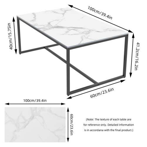 (White) Rectangular Sofa Side Coffee Table Sintered Stone 2