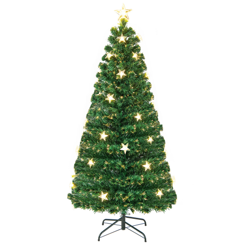 Costway 5FT Pre-Lit Christmas Tree Fiber Optics Xmas Tree with 8 Lighting Modes