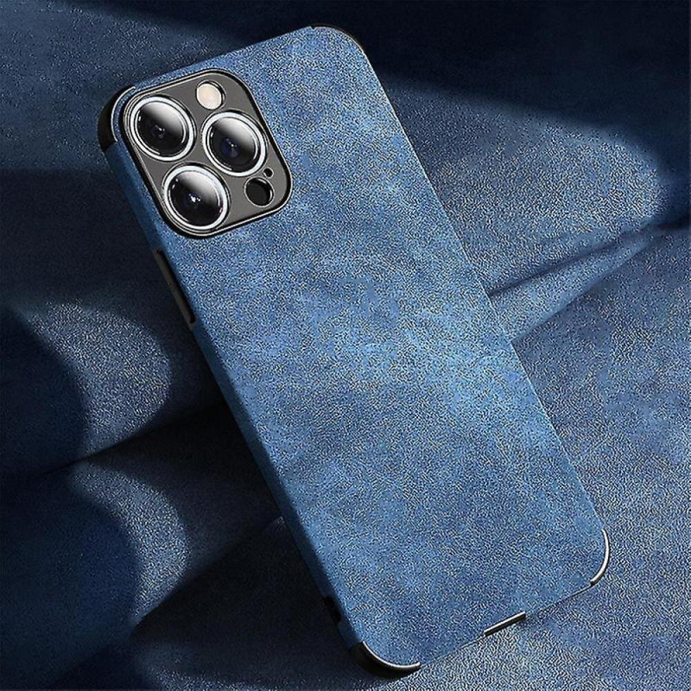 (Compatible iPhone 14, Blue) Lambskin Pu Leather Case Compatible Iphone 13 12 11 14 Pro Max Mini Xr Xs X 8 7 Plus Se 2020 Soft Silicon Shockproof Phon