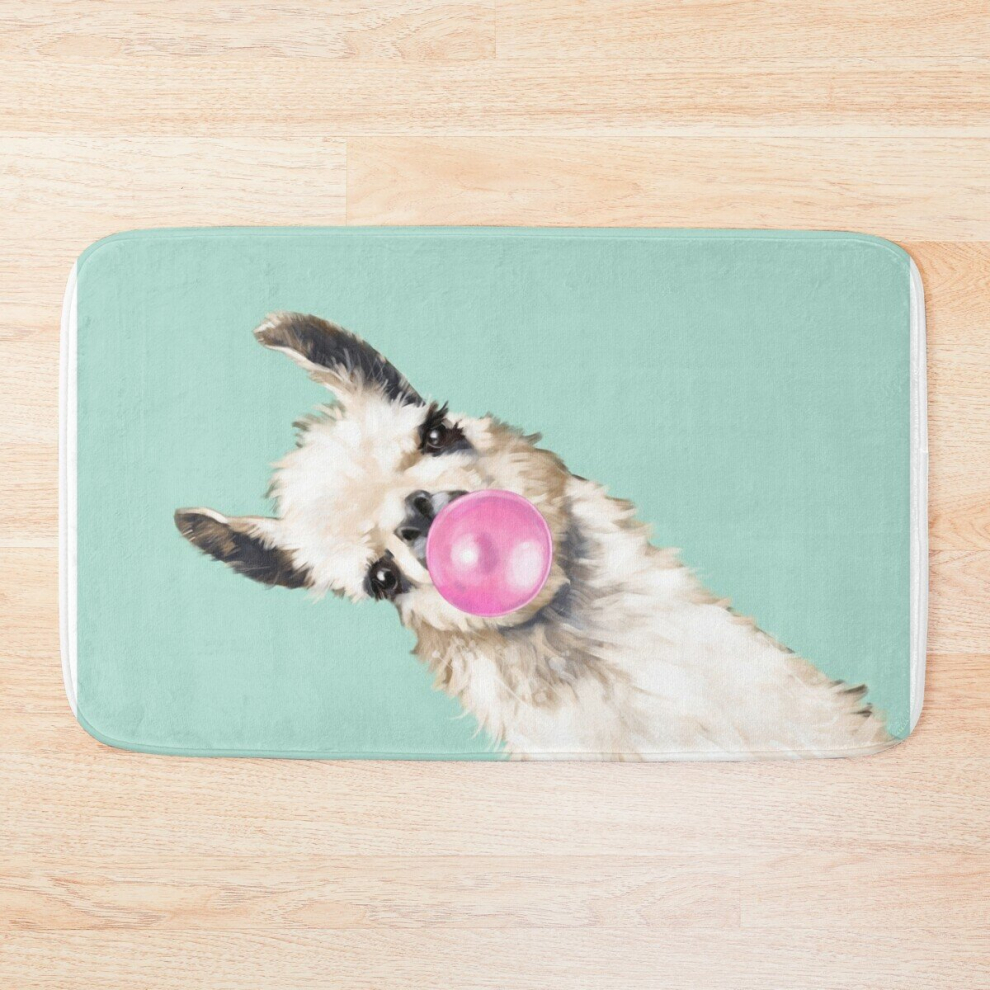 Bath Mat Bubble Gum Sneaky Llama in Green 20 x 31 inch Non-slip Bathroom-image-OPC-PCPZ7T5-NEW